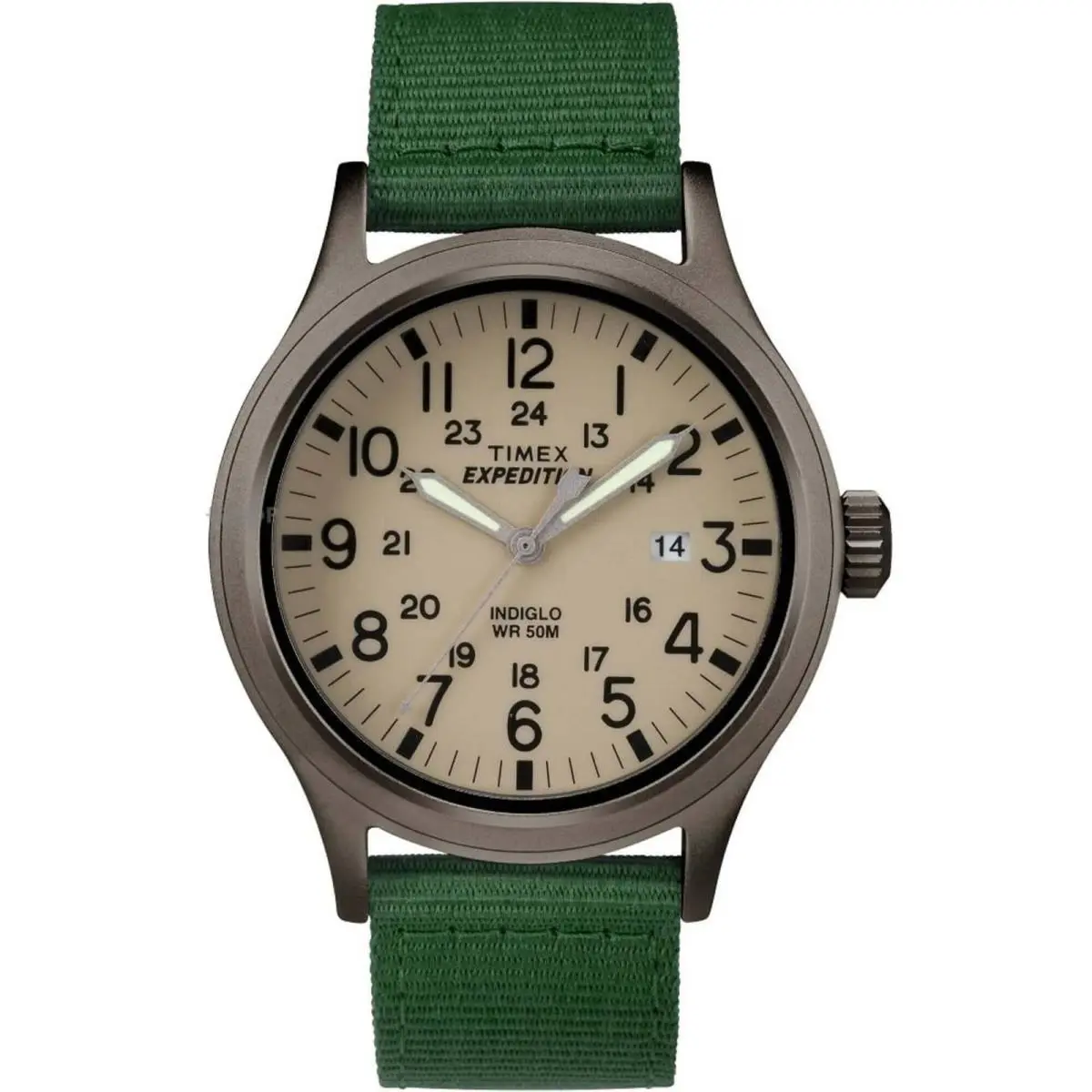 Timex Men`s Watch Expedition Scout Quartz Beige Dial Green Strap TW4B06800 - Dial: Beige, Band: Green