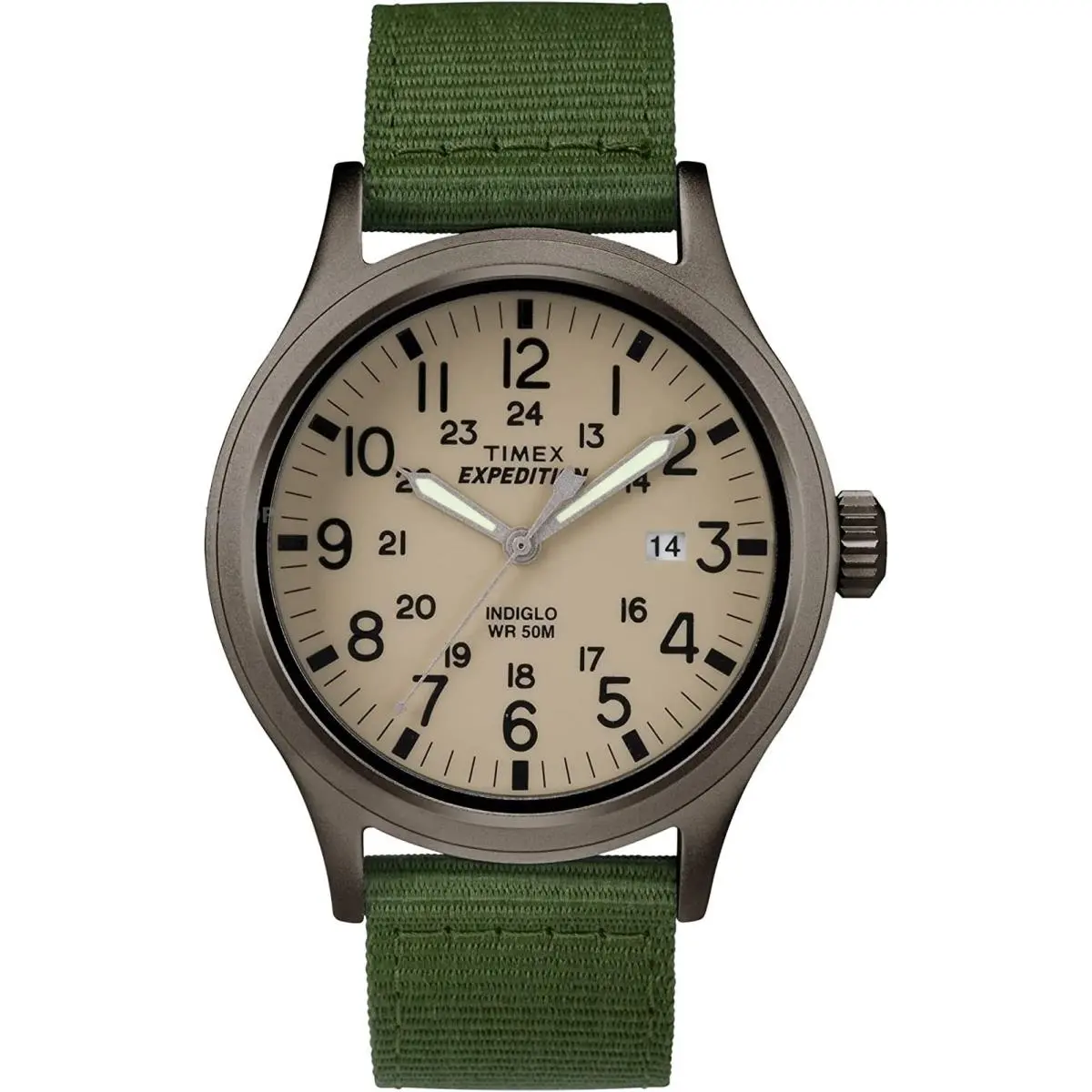 TW4B06800 Expedition Scout Men`s Analog Watch Green Nylon/leather Strap by Timex