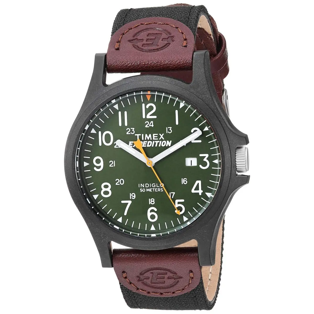 Men`s TWF3C8430 Expedition Acadia Black/brown/dark Green Leather/nylon by Timex