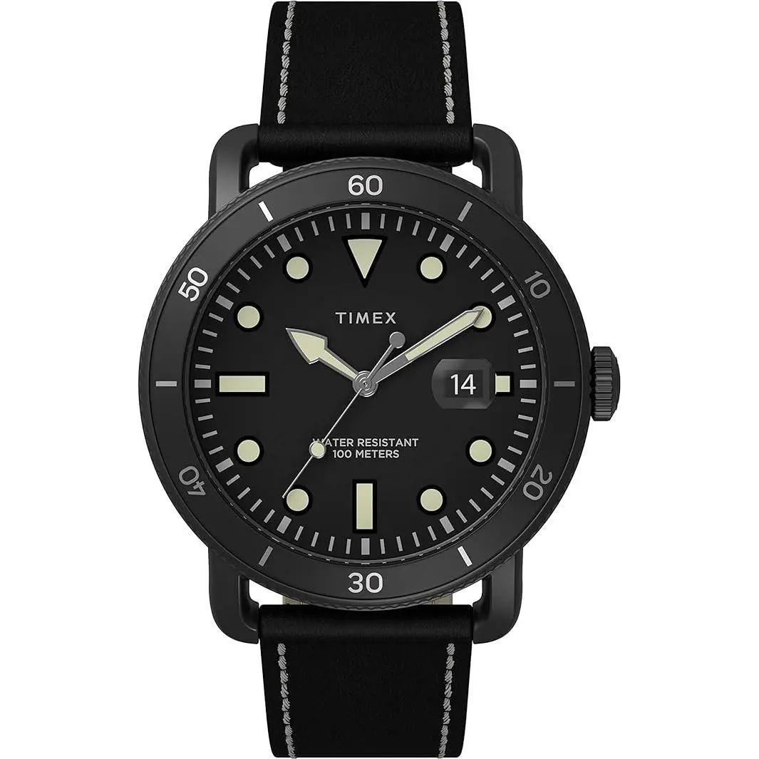 Timex Allied Mens Watch TW2U01800 - Hand: Beige, Strap: Black