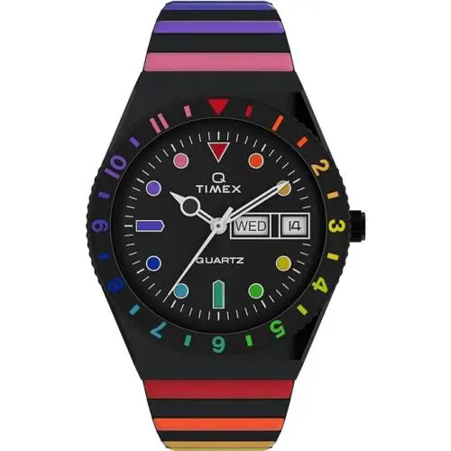 Q Diver Inspired Rainbow Black Ladies Watch TW2V65900 by Timex