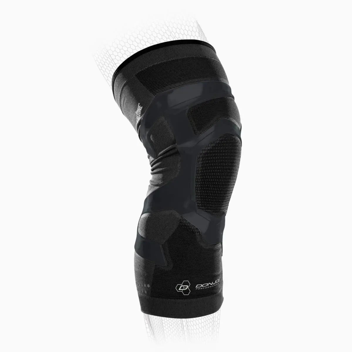 Donjoy Performance Trizone Compression Knee Support Sleeve Left Leg Black Medium