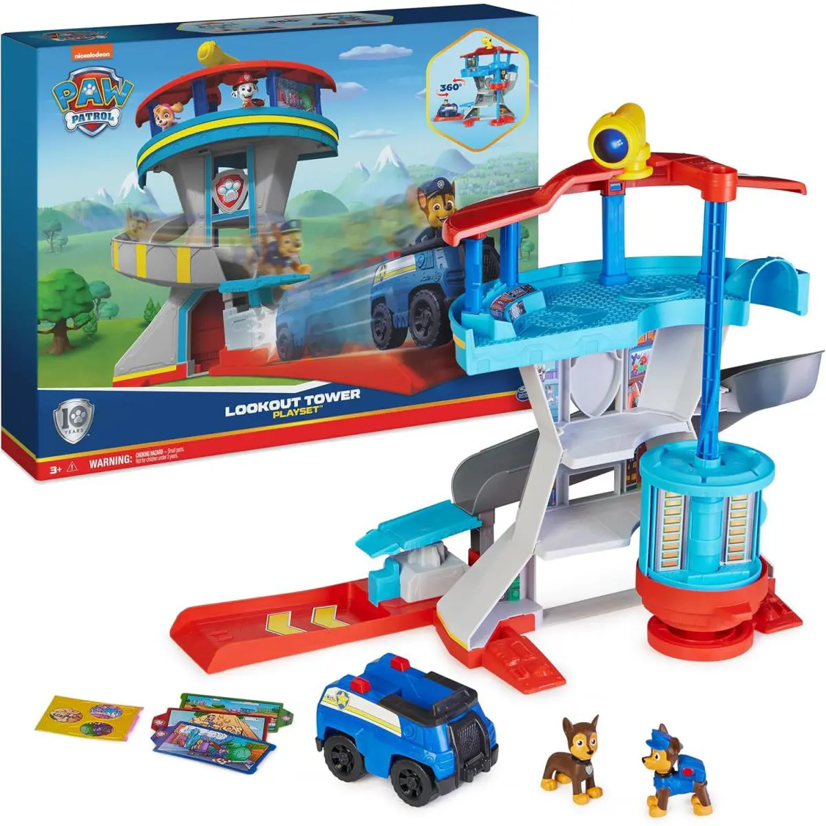 Paw Patrol Lookout Tower Playset with Toy Car Launcher 2 Chase Action Figures