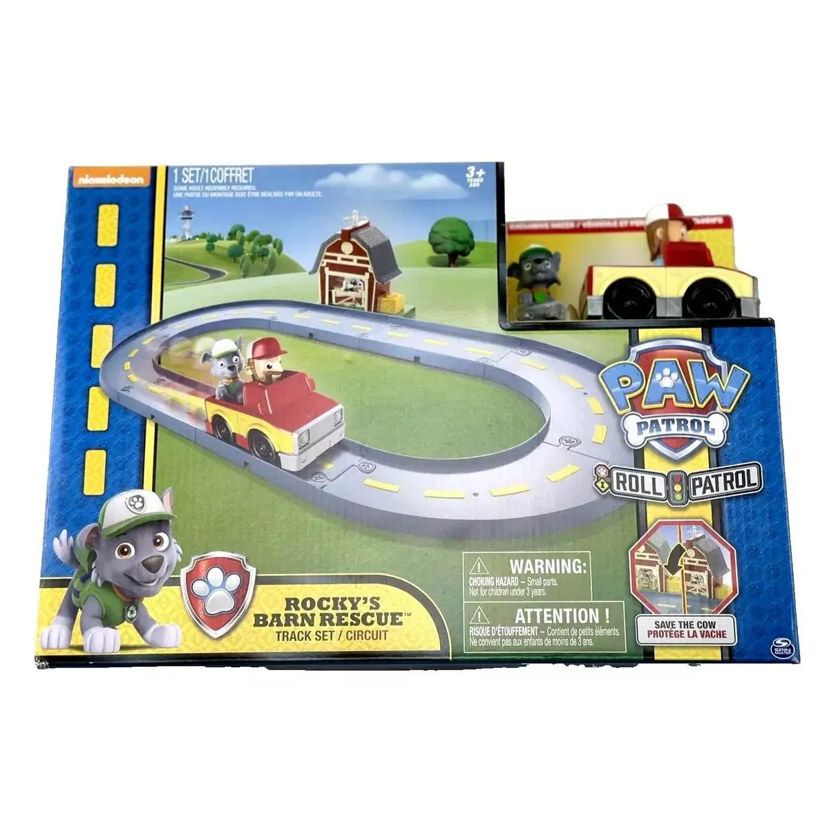 Paw Patrol Rocky s Barn Rescue Track Set Roll Patrol Circuit with EX Racer Toy