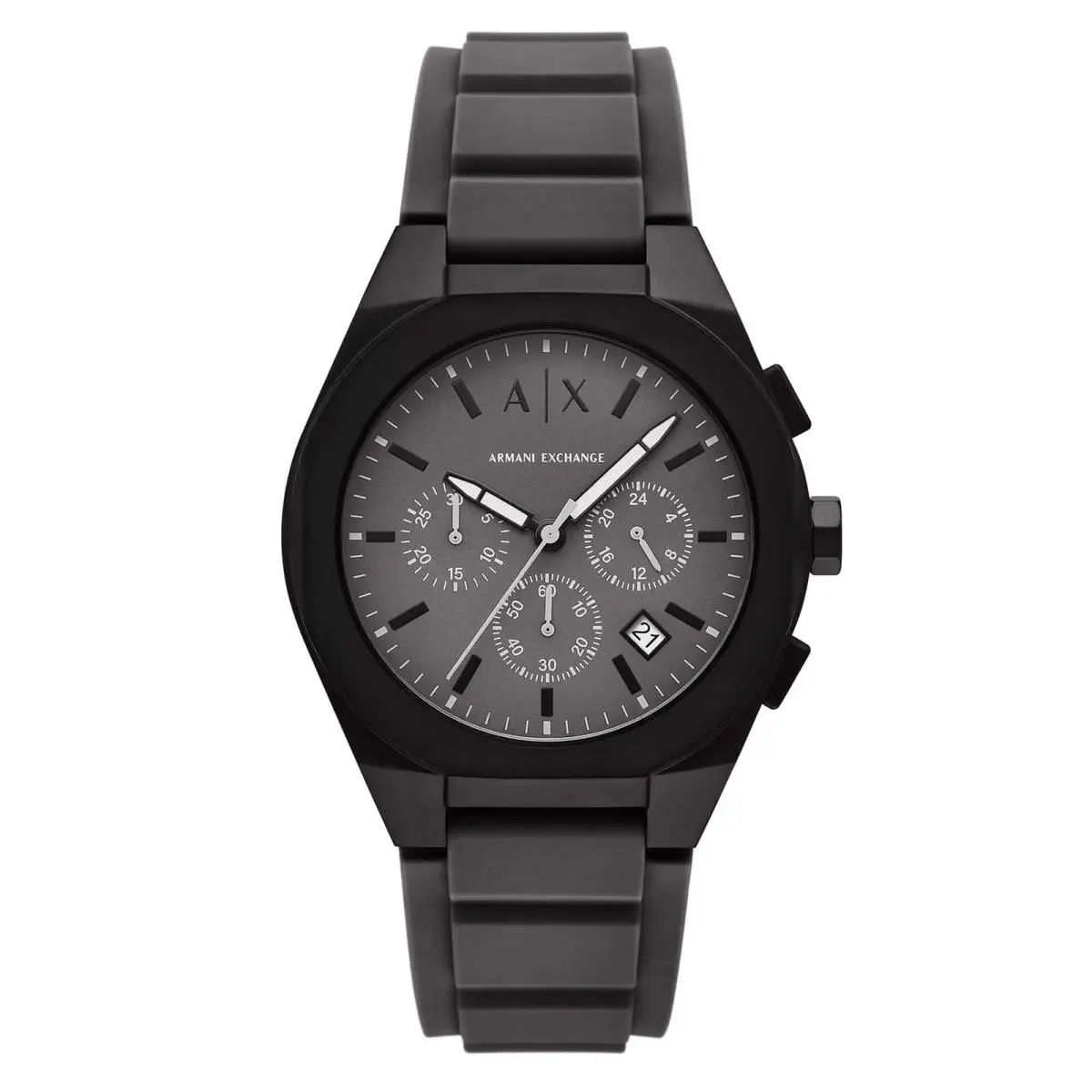 Armani Exchange Men`s Watch Sync Chronograph Grey Dial Silicone Strap AX4191