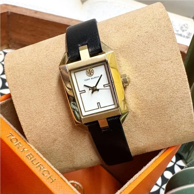 Tory Burch Dalloway Black Leather Gold-tone Watch TBW1106