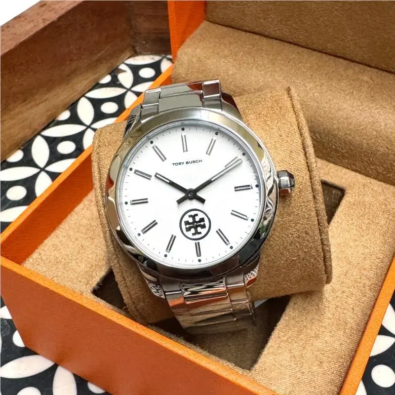 Tory Burch Collins White Dial Stainless Steel Ladies Watch TBW1201