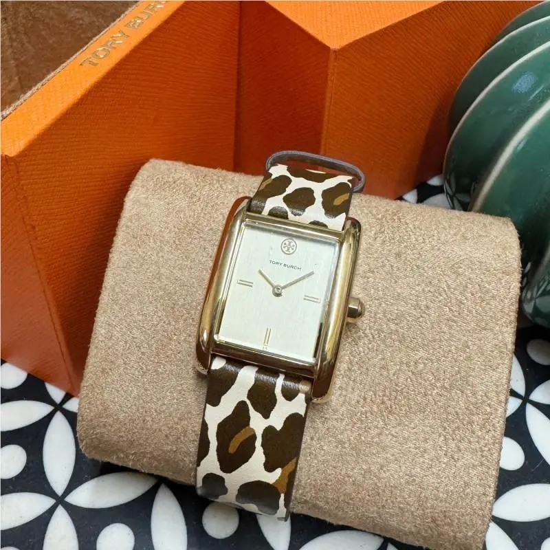 Tory Burch The Eleanor Animal Print Leather Strap Watch TBW1025