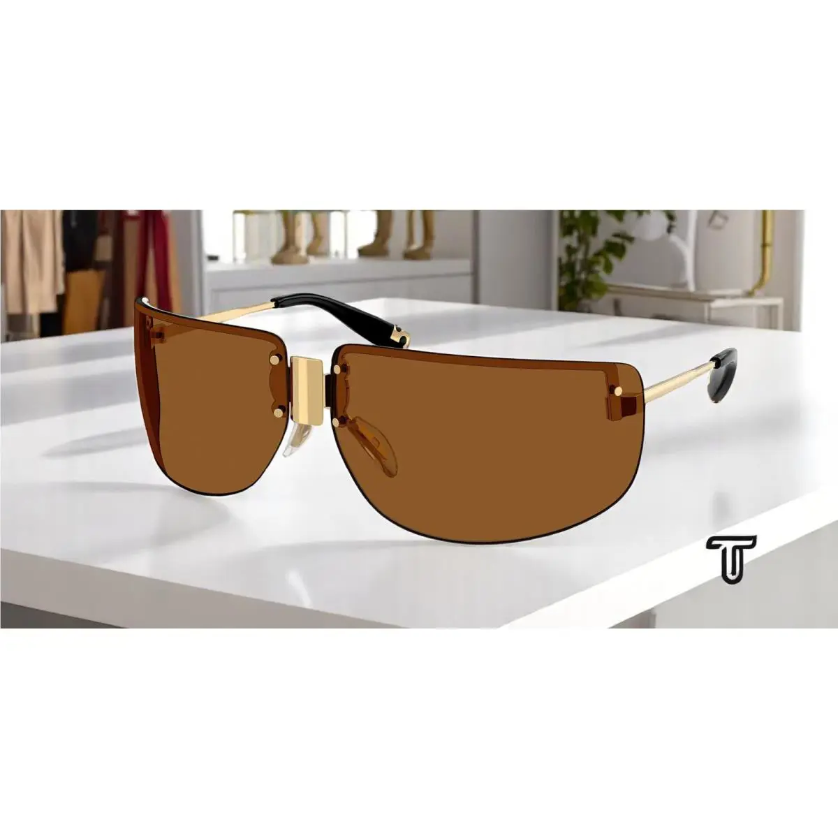 Tory Burch TY5015M 334373 Shiny Gold Brown 75 mm Women`s Sunglasses