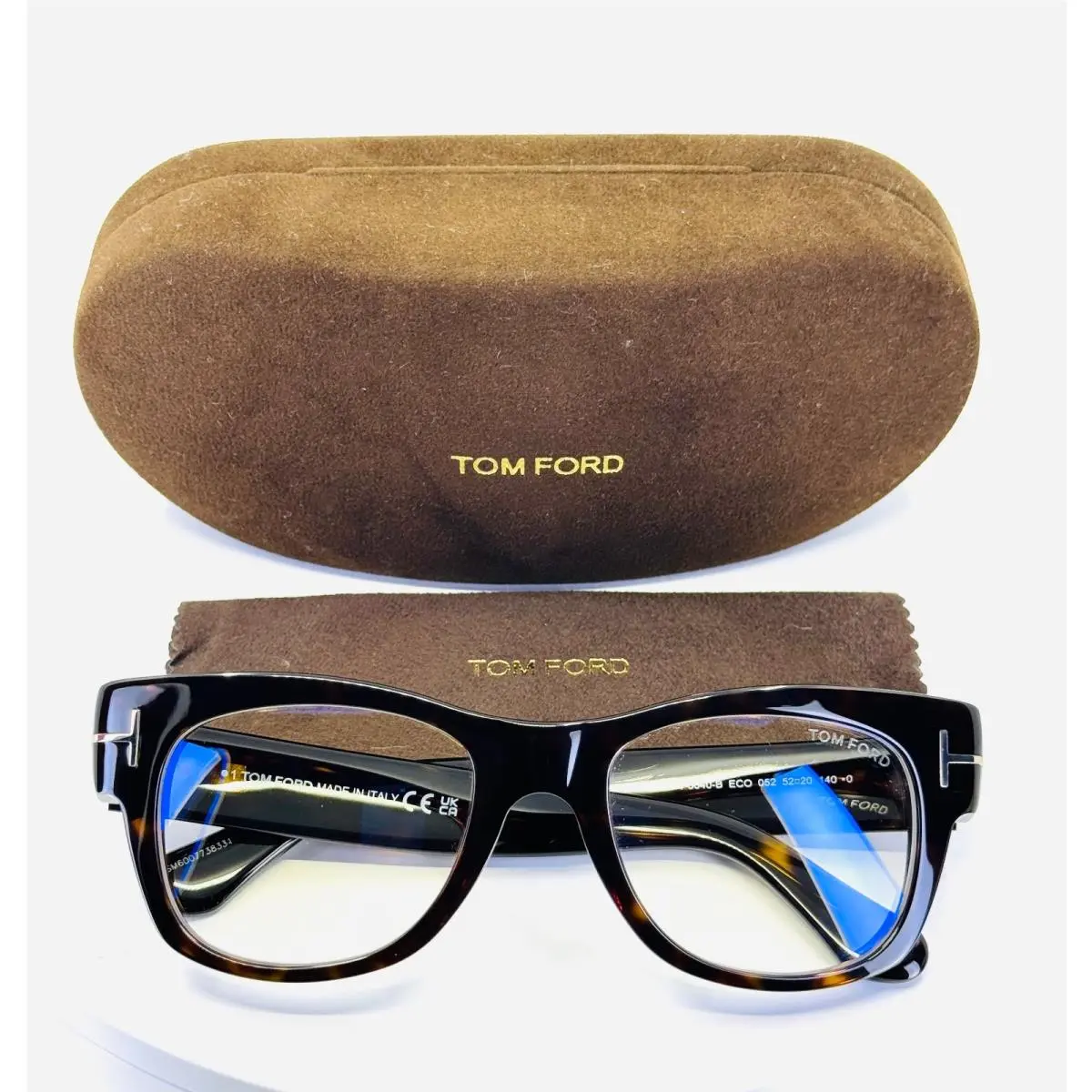 Tom Ford TF5040-B Eco 052 Brown Tortoise Unisex Square Eyeglasses 52-20-140 B:44