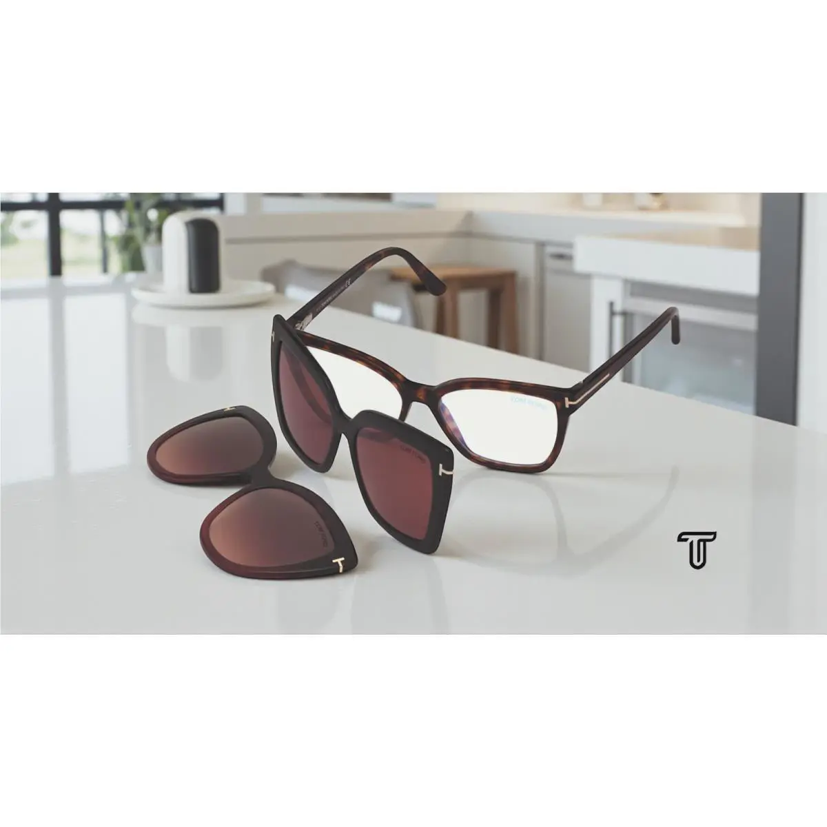 Tom Ford FT5641 B 054 Red Havana Plastic Blue Filter 53 mm Women`s Eyeglasses