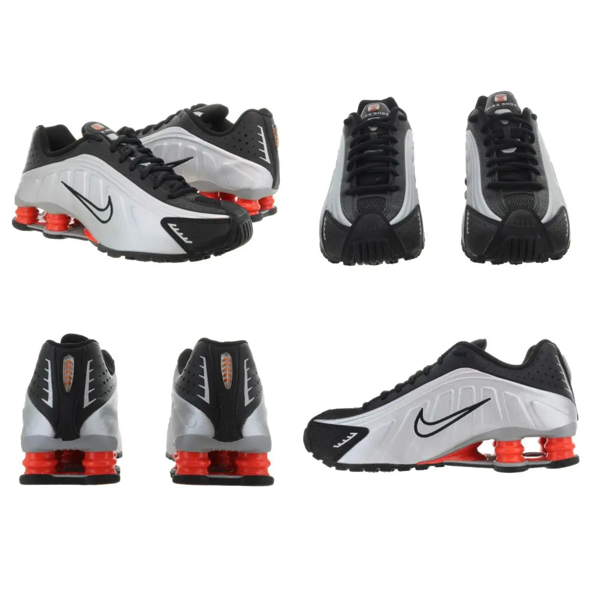 Nike Big Kid`s Shox R4 Metallic Silver - Black - Red Running Shoes - Metallic Silver, Black, Picante Red