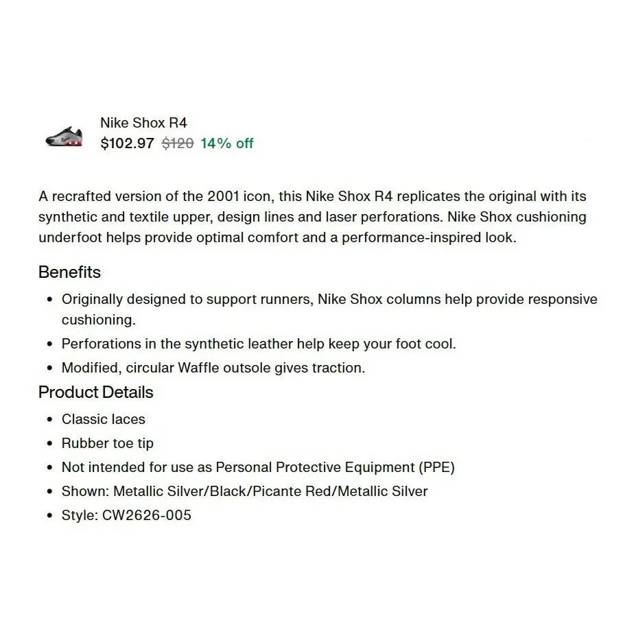 Nike shoes - Nike Shox R4 - Shox - CW2626 005 - Metallic Silver, Black, Picante Red 10