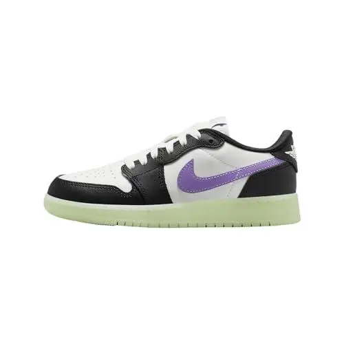 Nike Kids Air Jordan 1 Retro Low OG Black Raspberry Fashion Shoes - Black/Volt Tint/Summit White/Black Raspberry