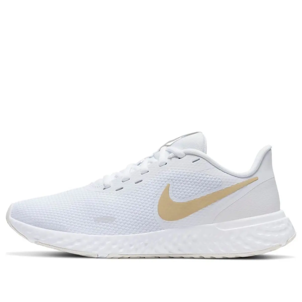 Nike Womens Revolution 5 Shoes Athletic Sneaker Size 11 White/gold BQ3207-108 - White/Gold
