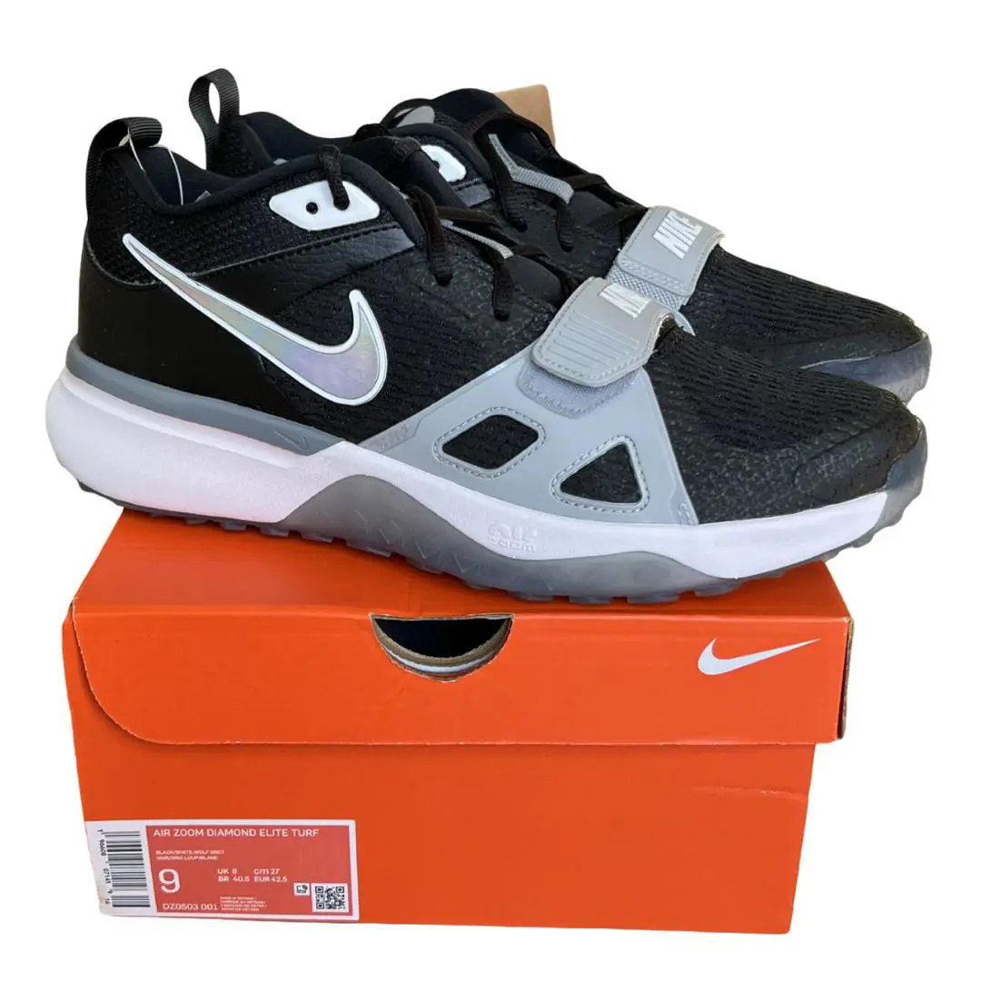 Nike Air Zoom Diamond Elite Turf Sizes 7-13 Men`s Baseball Shoes DZ0503-001 Nby - Black