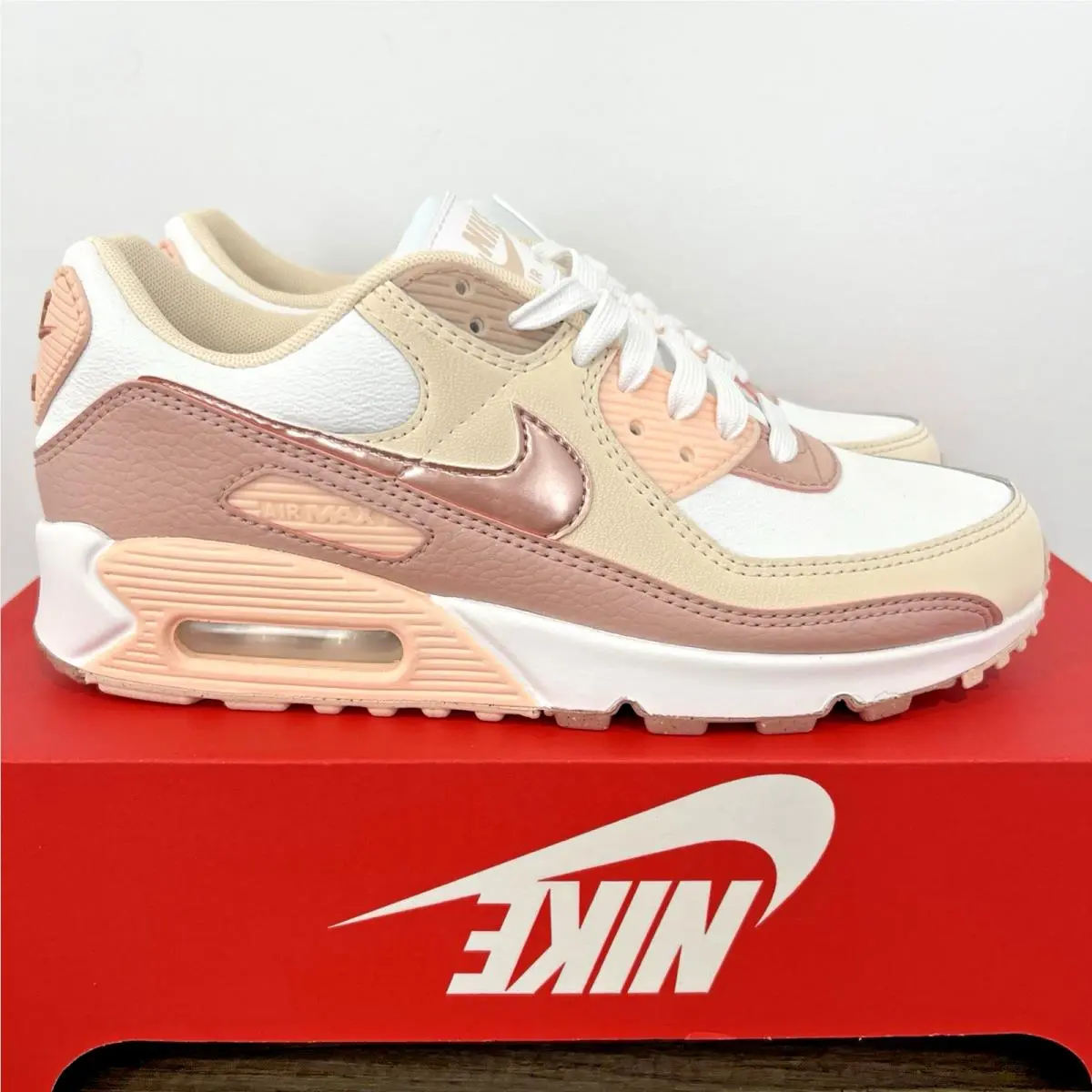 Nike Women`s Air Max 90 NN Prm White Particle Pink HQ1783-100 Size 10