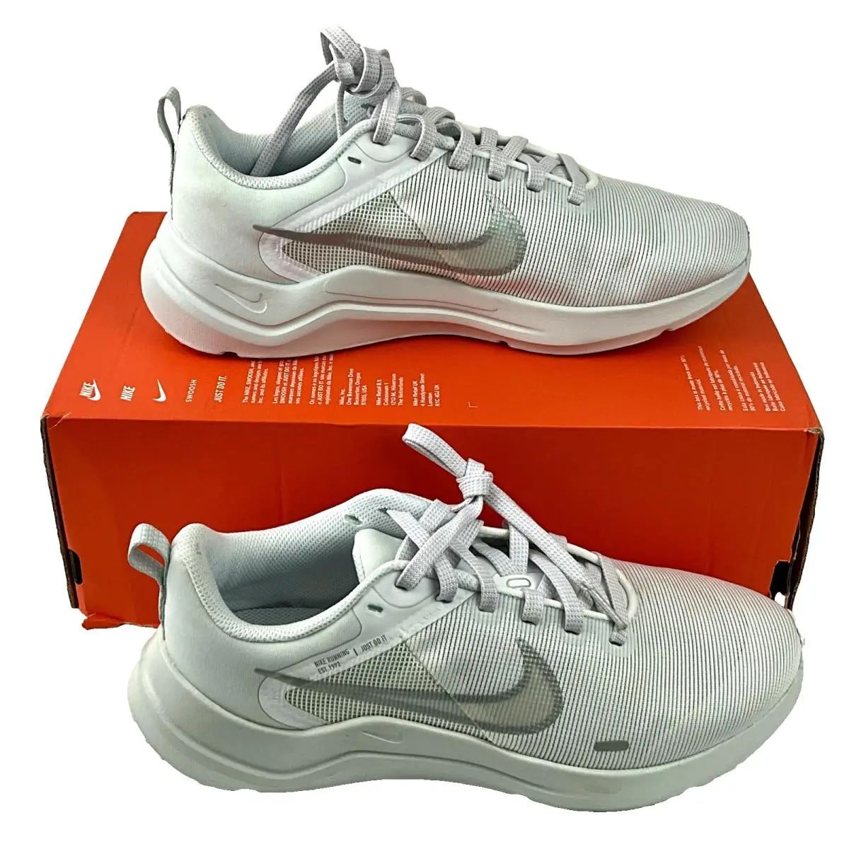 Nike Downshifter 12 White Silver Running Women’s Shoe Size 8 DD9294 100