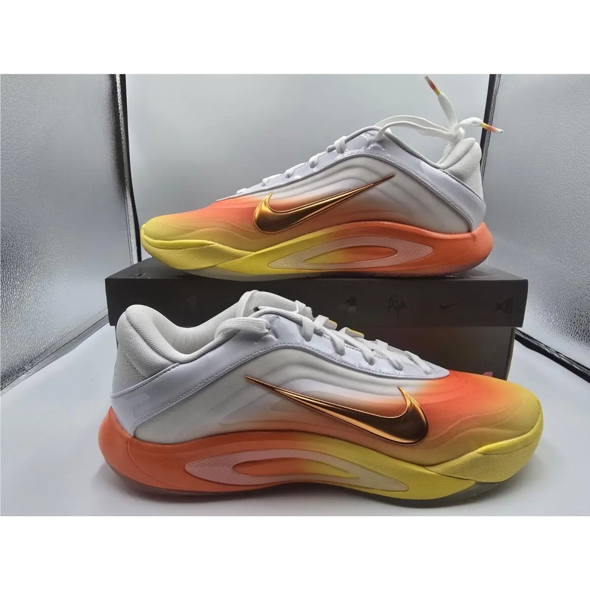 A`one White Safety Orange FZ8605 103 Women`s Size 12.5 / Mens 11 by Nike
