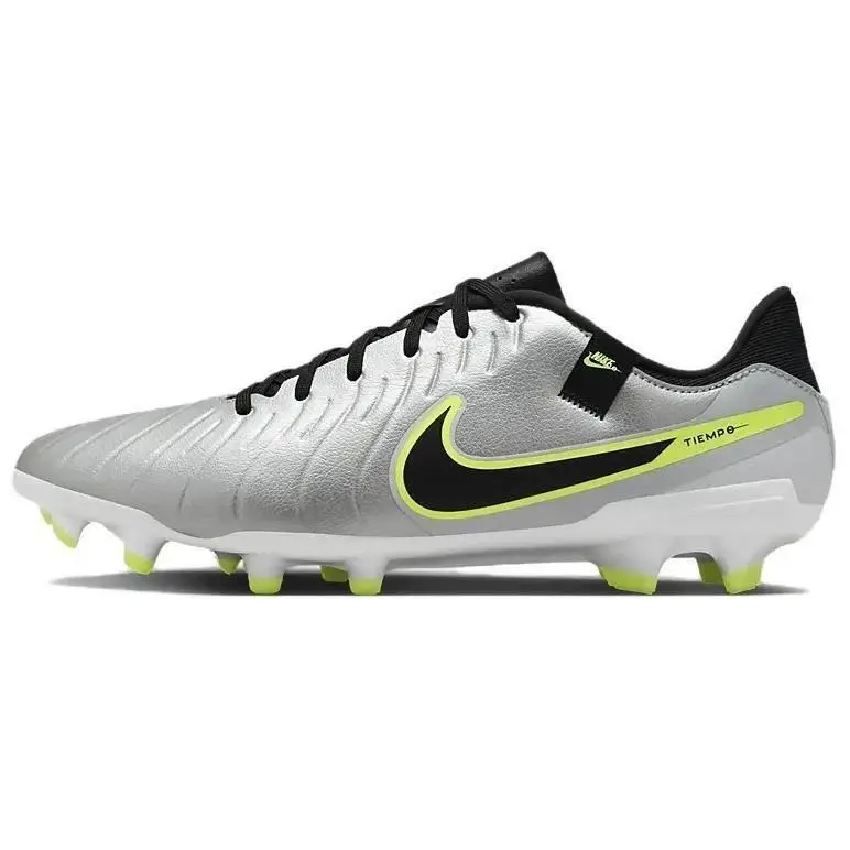 Nike Tiempo 10 Academy Fg/mg Metallic Silver Black Volt Men`s Sz 7.5 DV4337-001