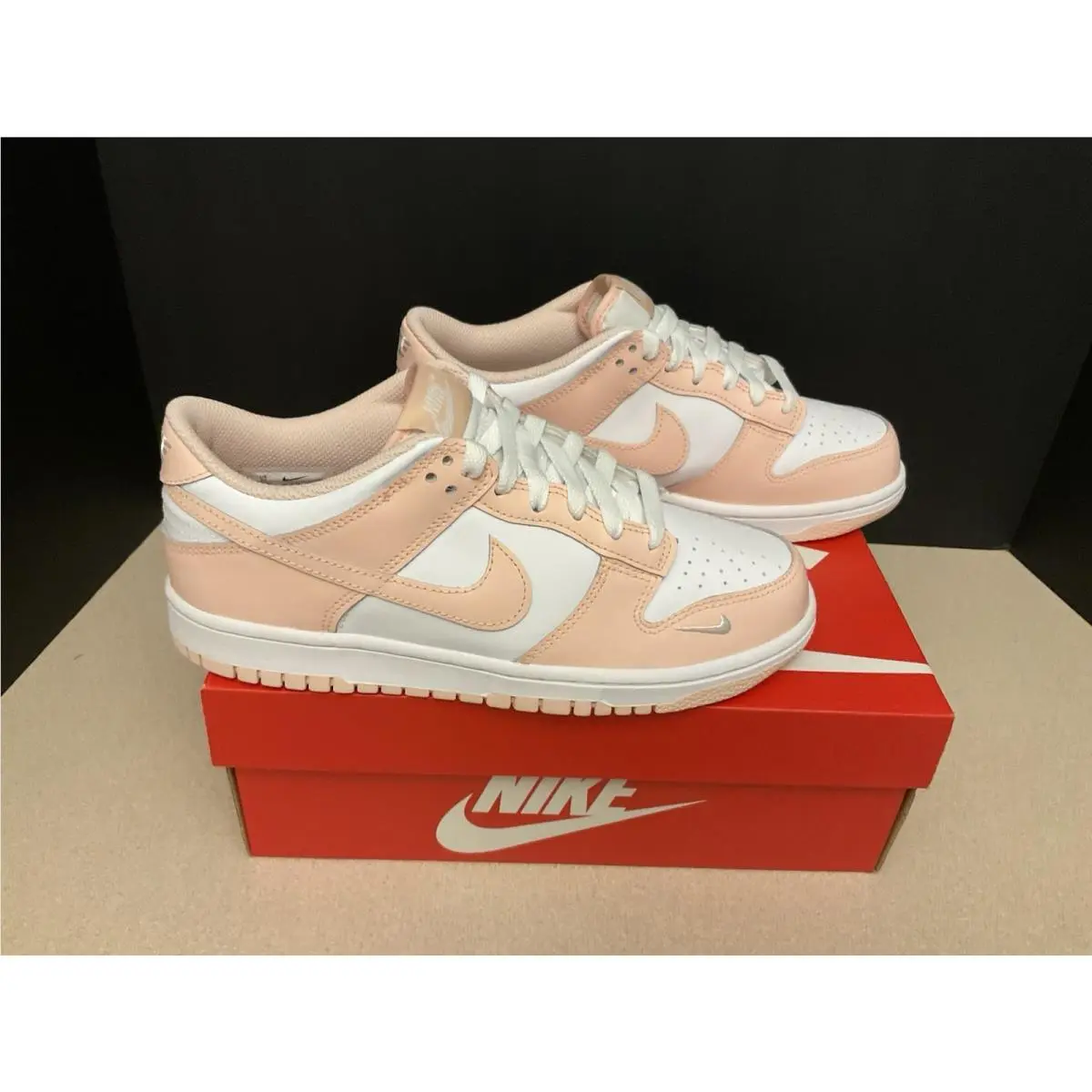 Nike Dunk Low White/ Washed Coral Athletic Shoes. Youth’s 7Y. Women’s 8.5