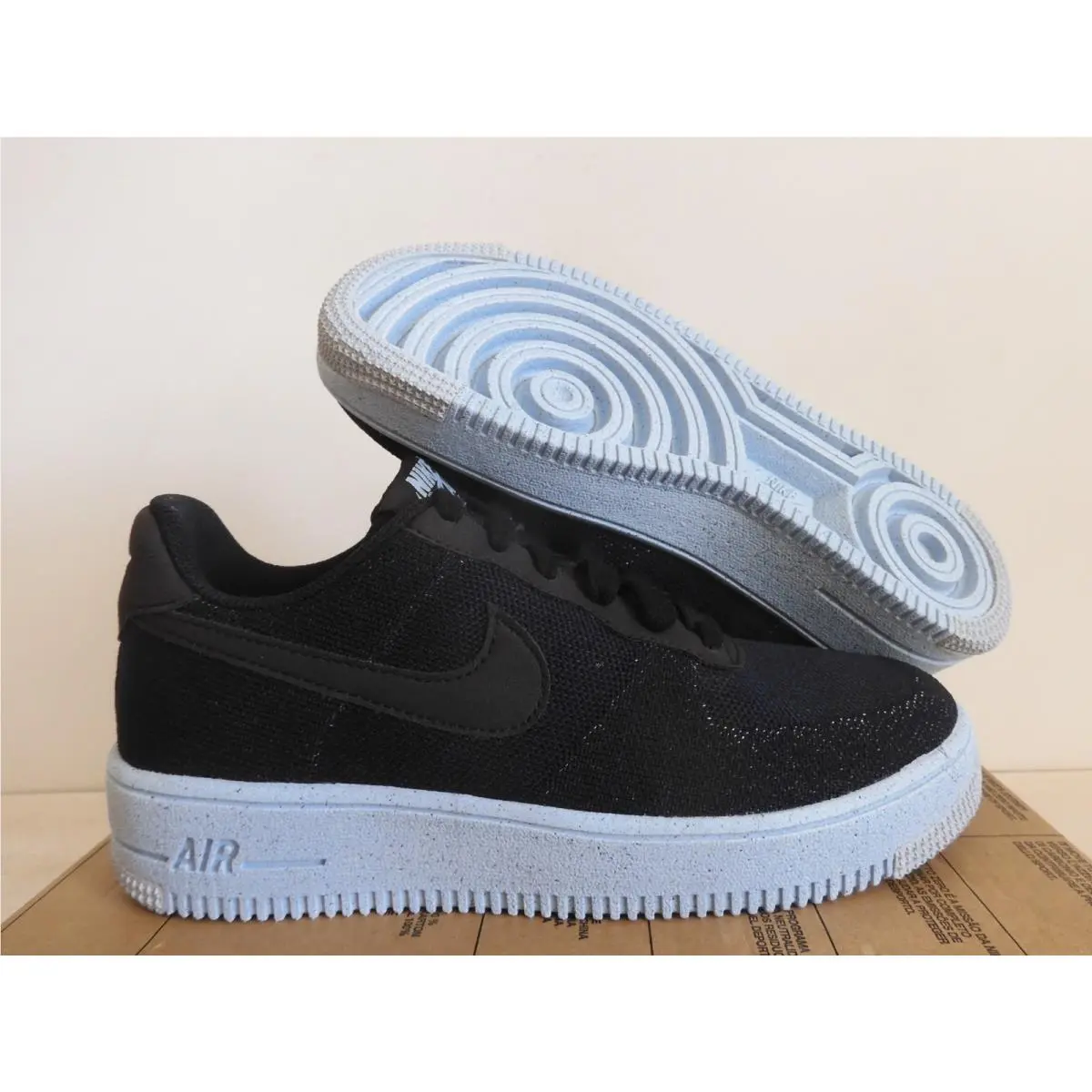 Nike Air Force 1 AF1 Flyknit Gs Black-blue Sz 6Y DH3375-001