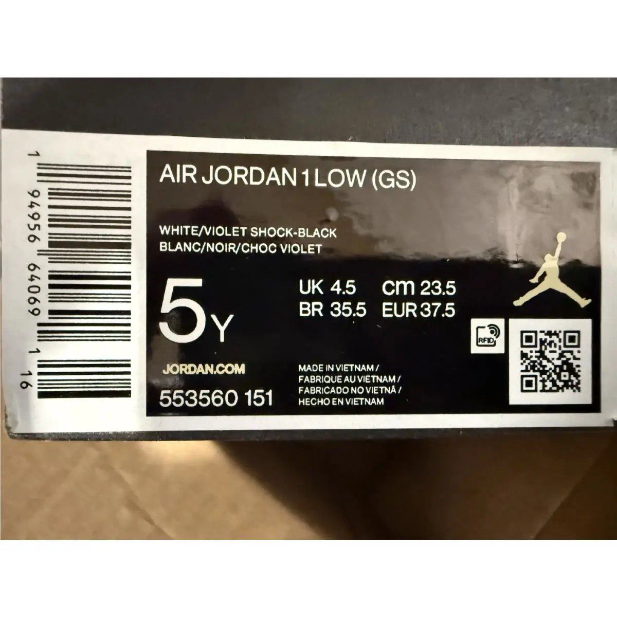 Nike shoes - Air Jordan 1 Low - Air Low - 553560-151 - White/Violet Shock – Black (UPC: 0194956640691) 14