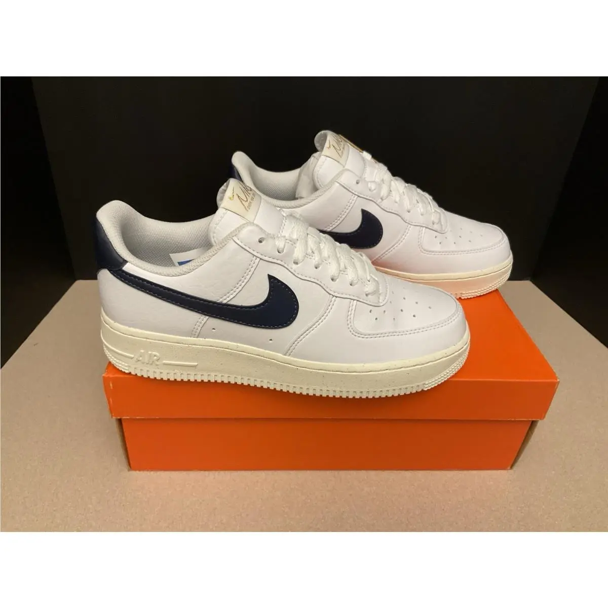 Womens Nike Air Force 1 07 NN White-obsidian Blue-pale Ivory Shoes. Size 8