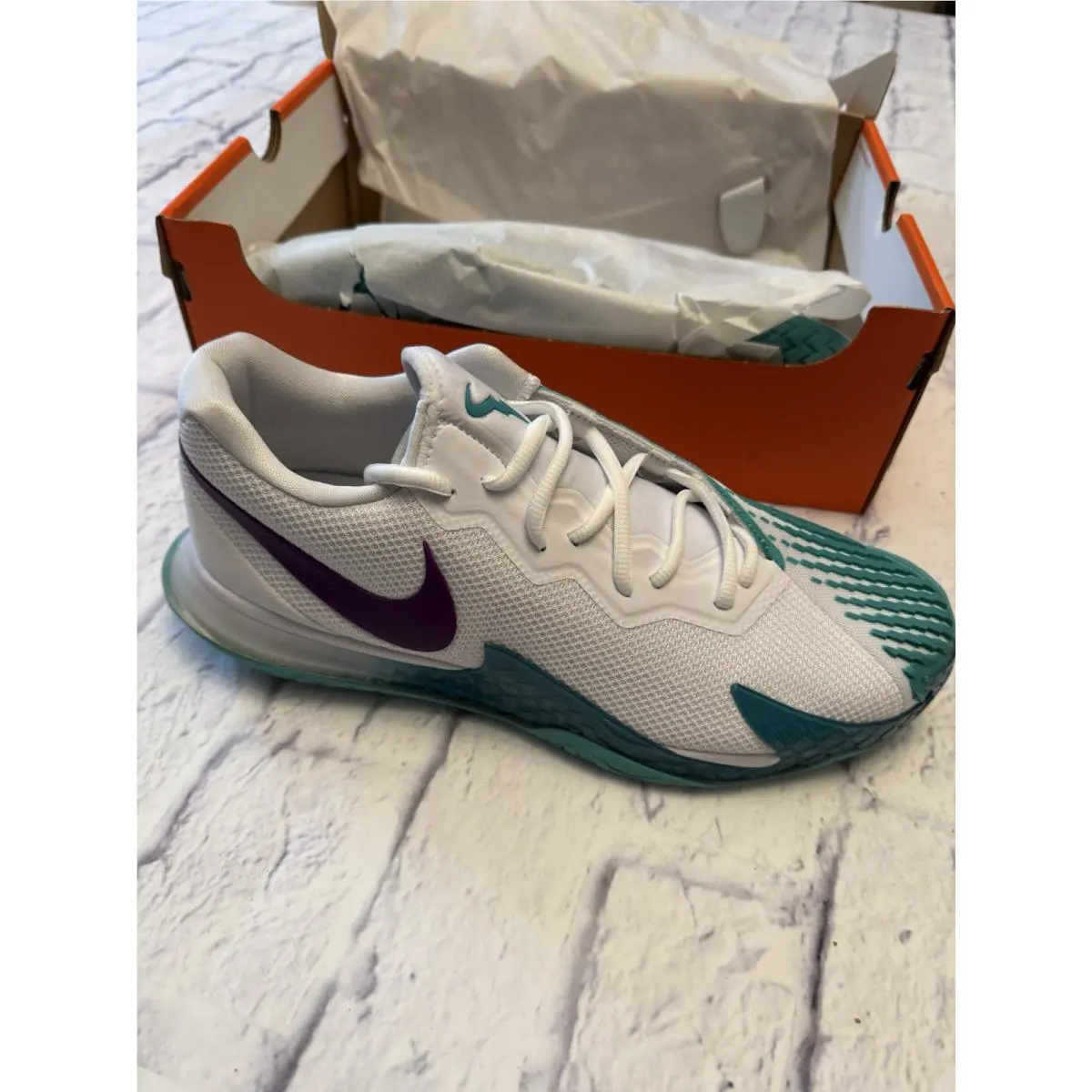Nike shoes - Nike NikeCourt Zoom Vapor Cage 4 Rafa - DD1579-153 - White/Washed Teal/Red Plum 3