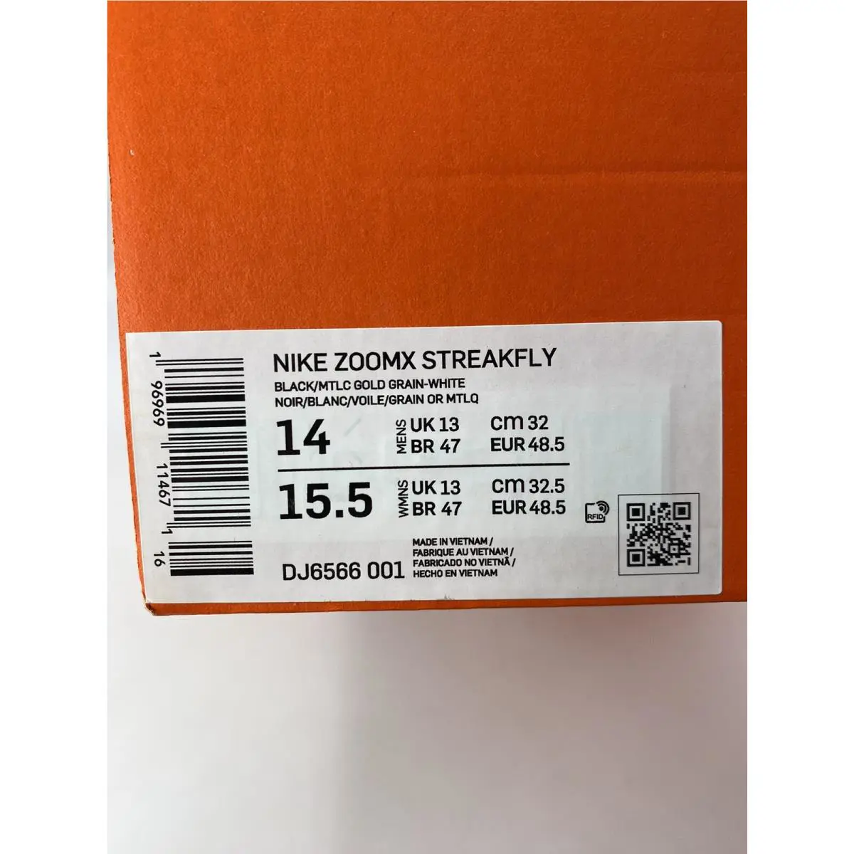 Nike shoes - Nike ZoomX Streakfly - ZoomX Streakfly - DJ6566 001 - Black/Mtlc Gold Grain-White (UPC: 196969114671) 6