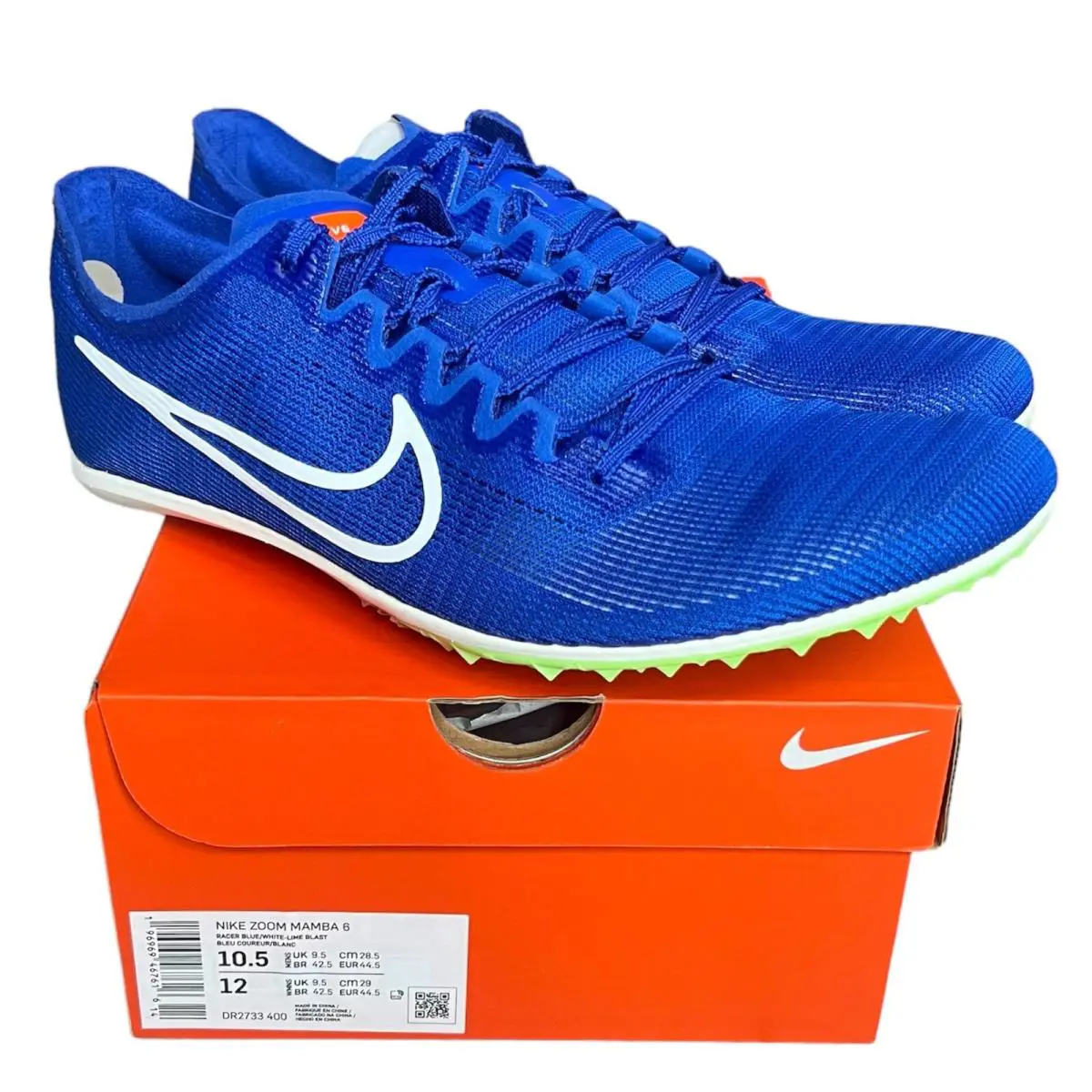 Nike Zoom Mamba 6 Size 10.5 Men`s Track Spikes Racer Blue DR2733-400 Nby - Blue