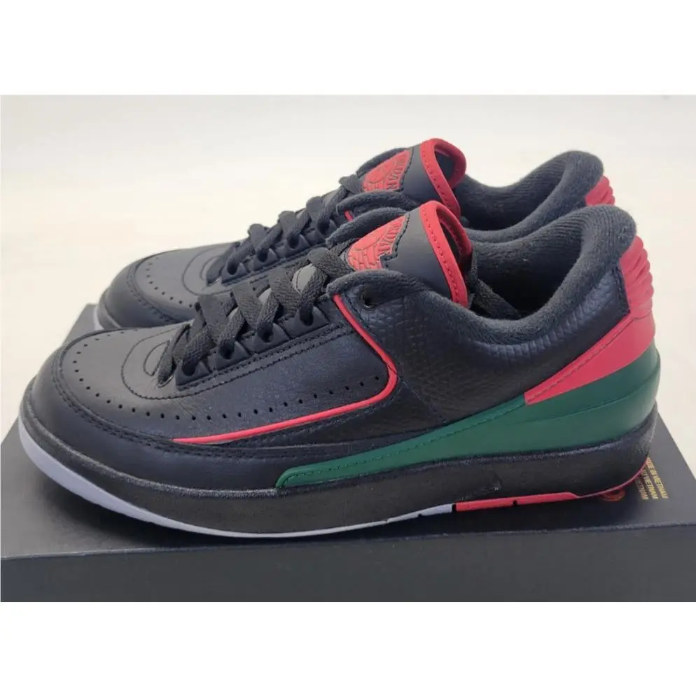 Air Jordan 2 Retro Low GS Christmas Black Red Green Youth Sz 6 FJ6869-006 by Nike