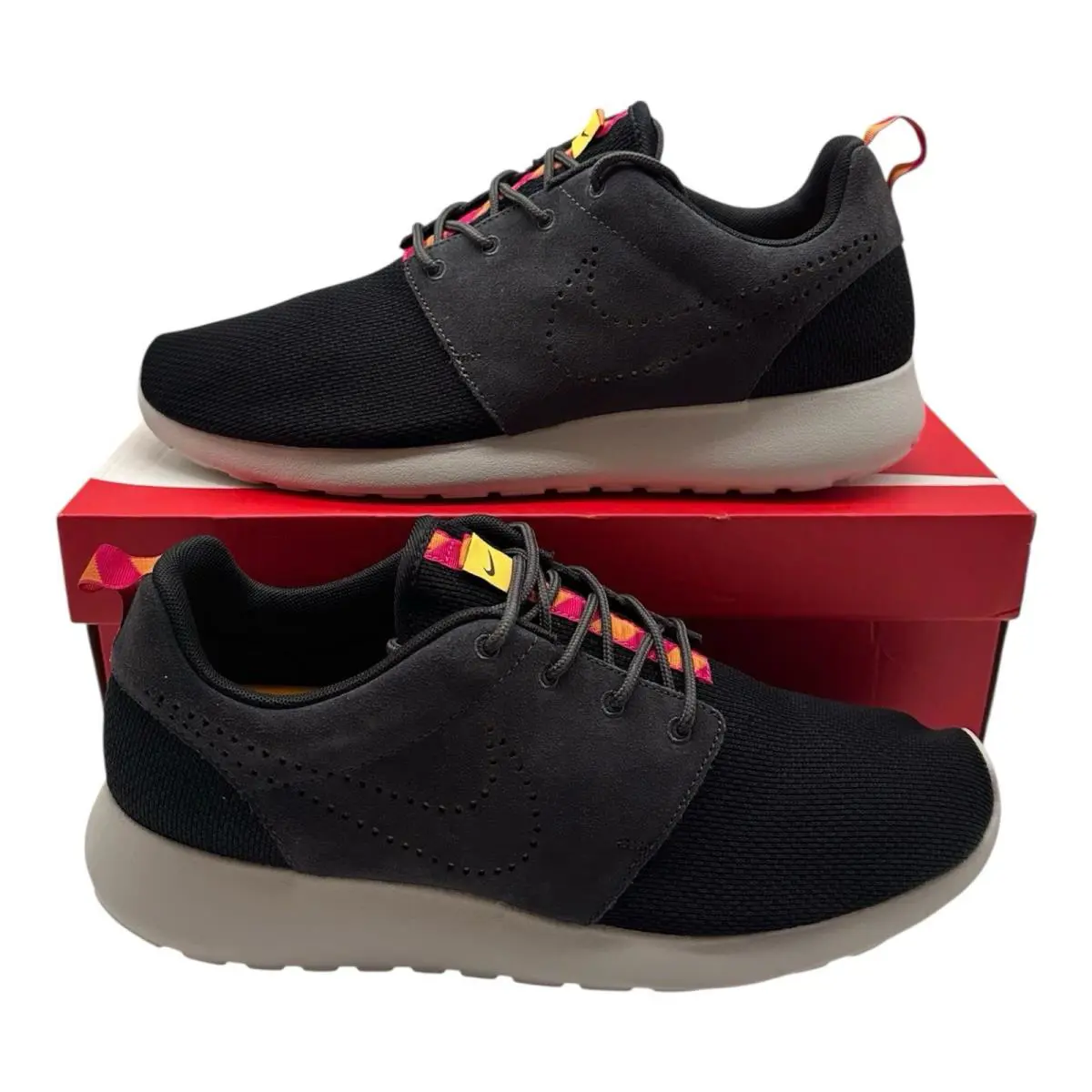Nike Rosherun Running Shoes Mens Size 11 Black Charcoal Pink Sneakers 511881-012 - Black