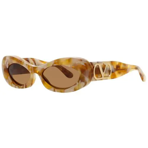 Valentino VLS-178D Sunglasses Sun Glasses 178D Ivory 57mm - Frame: IVORY / GOLD, Lens: BROWN