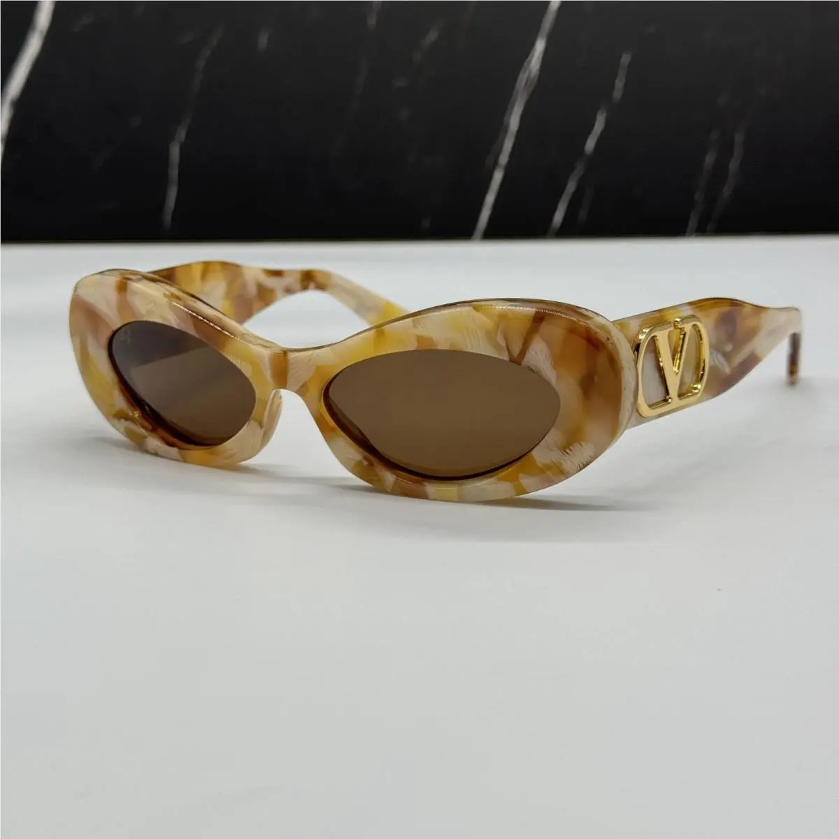VLS-178D Havana Ivory Oval Sunglasses  by Valentino