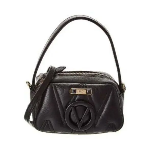 Valentino by Mario Black/gold Tinette Diamond Shoulder Bag Purse