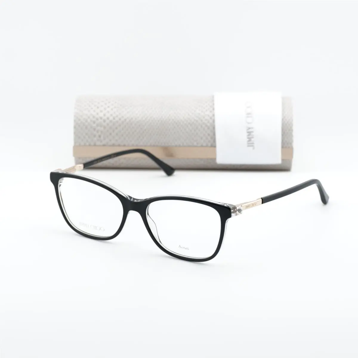 JC274 07C5 00 Black Crystal 53mm Eyeglasses by Jimmy Choo