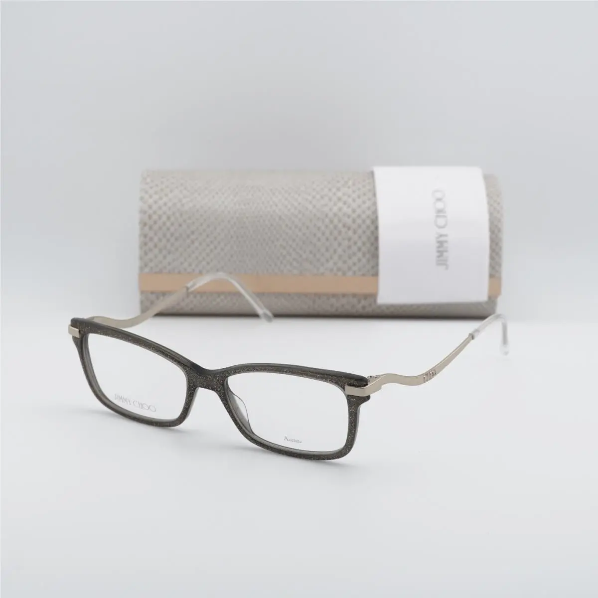 JC279 0P4G 00 Grey Glitter/gold 52mm Eyeglasses by Jimmy Choo