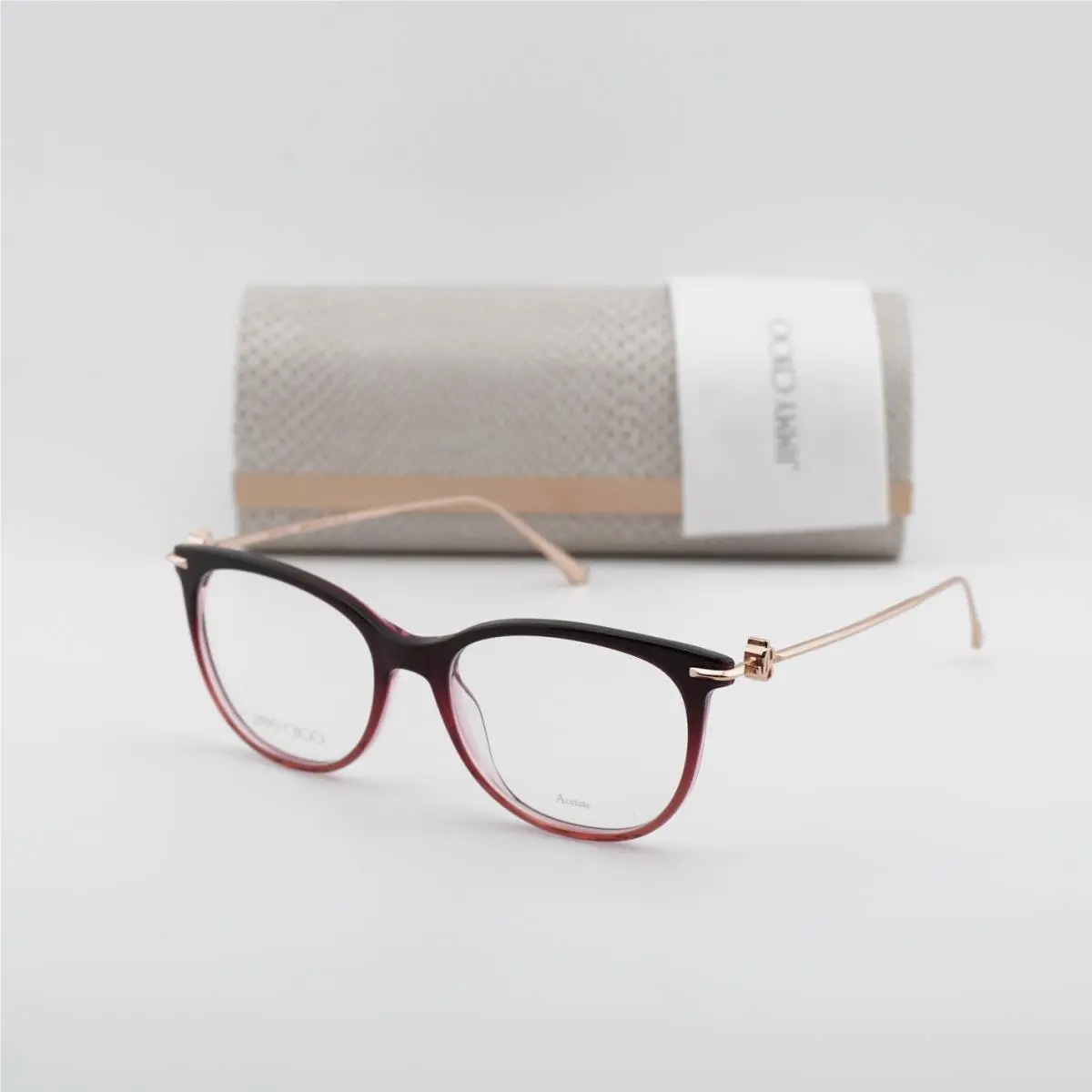JC263 0EGL 00 Burgundy/gold 52mm Eyeglasses by Jimmy Choo