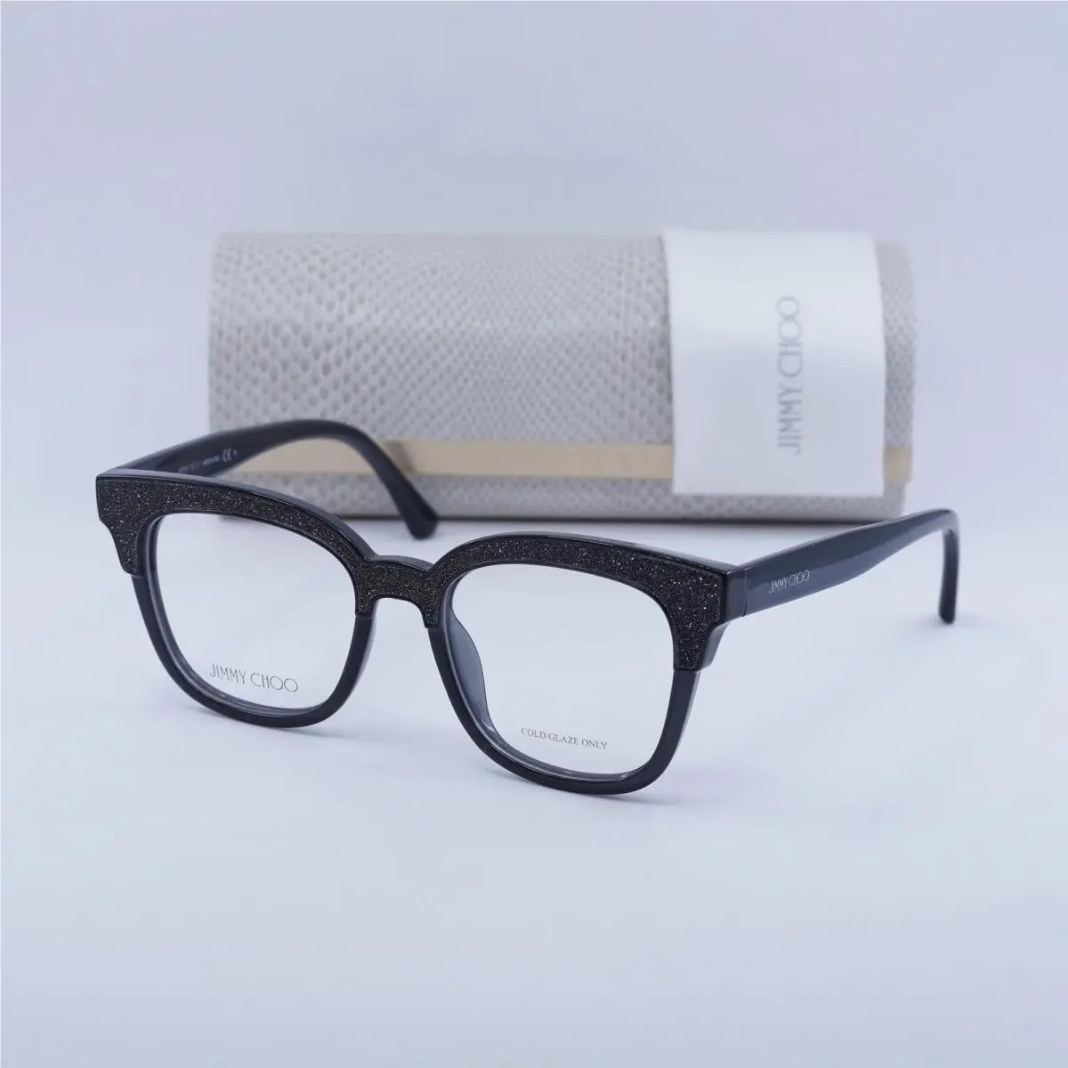 JC176 018R 00 Dark Gray Glittergy 49mm Eyeglasses by Jimmy Choo