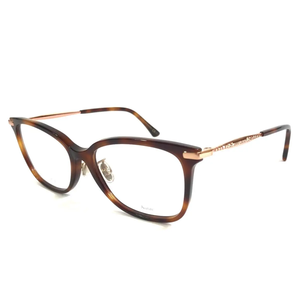 Eyeglasses Frames JC307/F 06J Tortoise Rose Gold Crystals 52-17-145 by Jimmy Choo