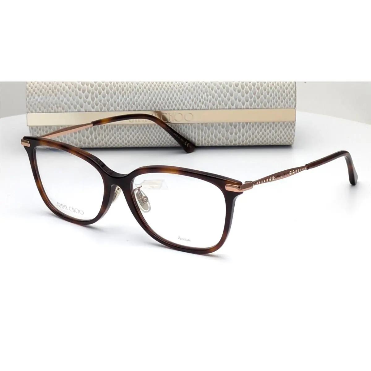 Jimmy Choo JC307/F 06J Gold Havana Rectangle Womens Eyeglasses 54mm