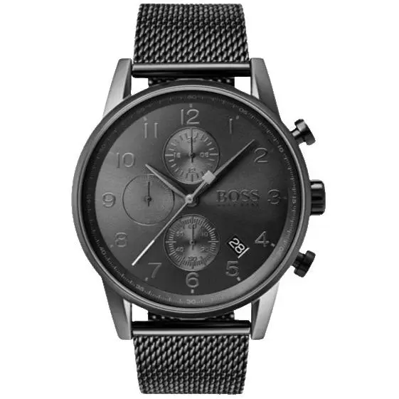 Hugo Boss Chronograph 1513674 Gray Dial Gray Mesh Bracelet 44MM Mens Watch