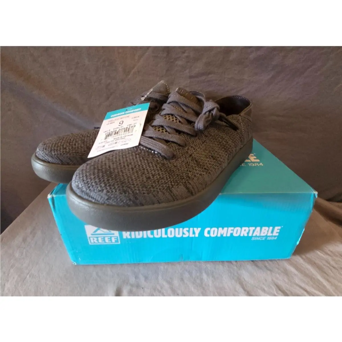 Mens 9 Reef Swellsole Neptune Sneakers Charcoal Gray Lightweight Breathable