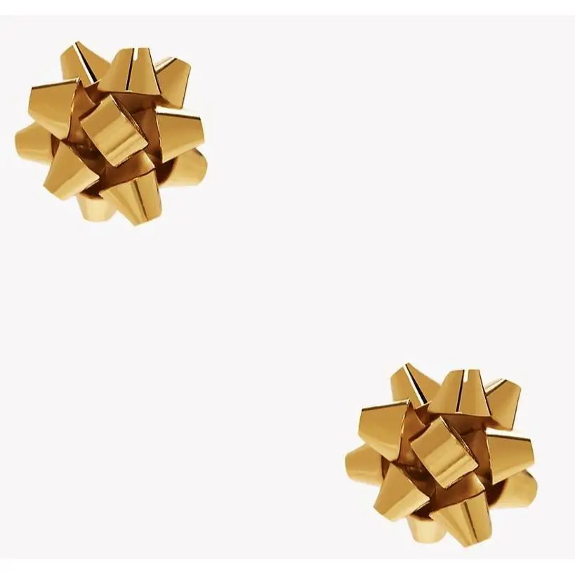 Kate Spade Gold Bourgebow Bourgeois Christmas Bow Stud Earrings Dust Bag Box