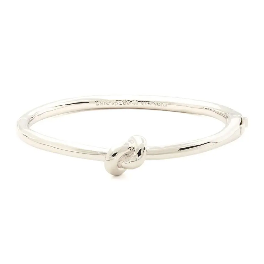 Kate Spade Silver Plated Sailor`s Knot Hinged Bangle Shiny Bracelet Jewelry Gift