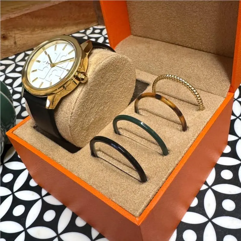 Tory Burch Gigi Watch Leather Strap Gift Set Black TBW2108