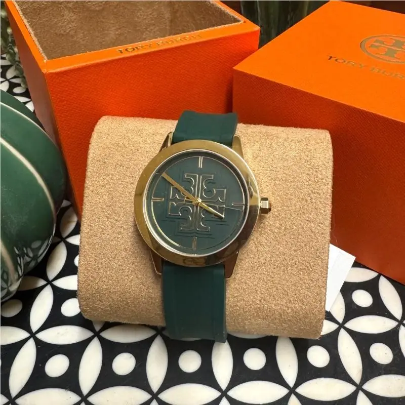Tory Burch Gigi Silicone Band Gold Stainless Steel Watch TBW2022
