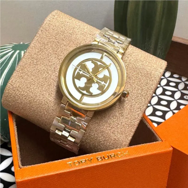 New- Tory Burch Reva TB4025 White Dial Gold Tone Women’s Watch