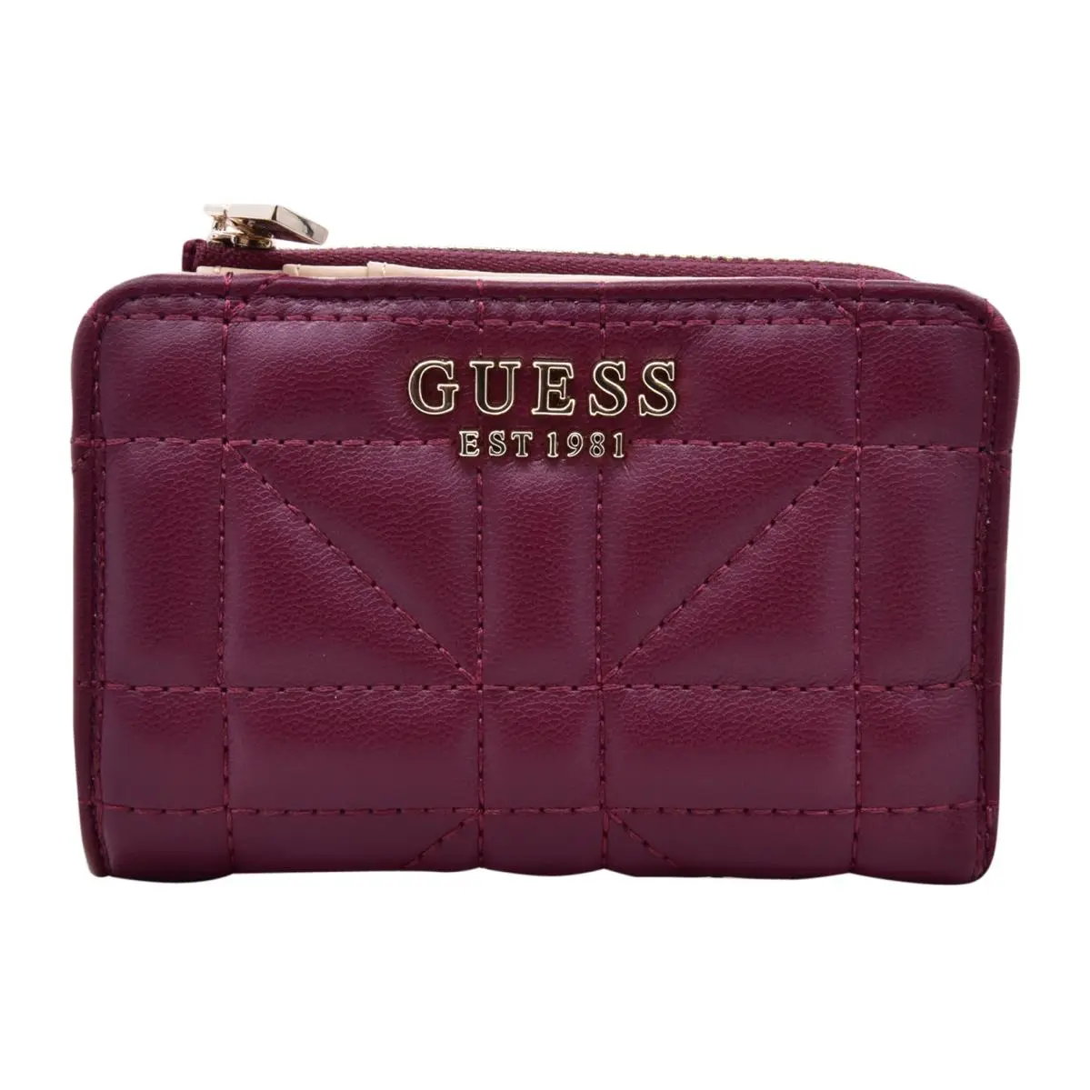 Edita Slg Women`s Small Wallet Zip Around 4-Credit Card Slots Burgundy-QG by Guess